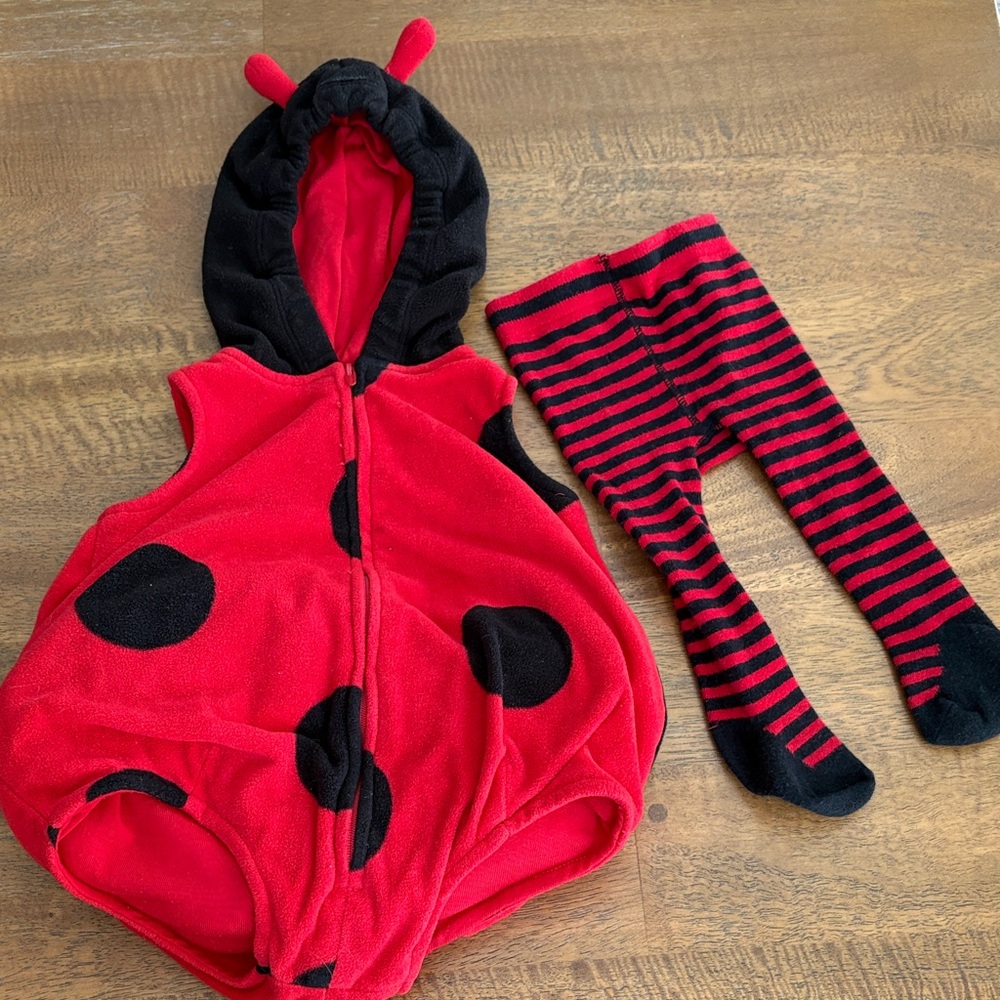 Carter's Red and Black Ladybug Halloween Costume with Striped Leggings